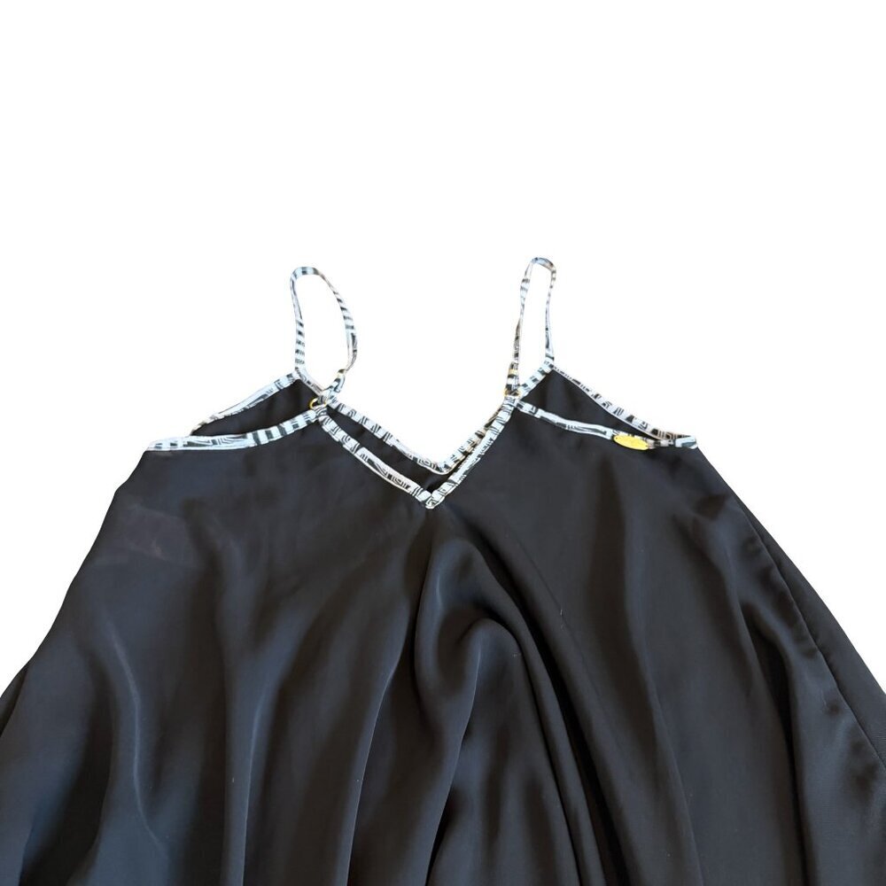 Jessica Simpson Black White Flowy Dress Spaghetti Strap Abstract Midi Size Small - Picture 7 of 10
